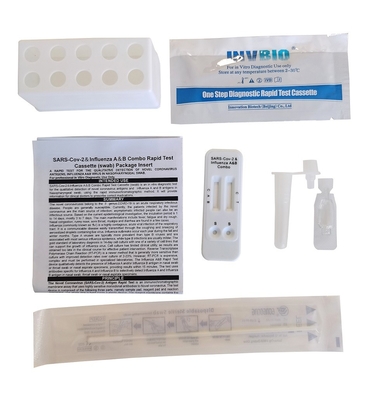 طقم الاختبار الذاتي لمضاد الإنفلونزا من سي إي إنفلونزا A B و Covid-19 Ag Nasal Combo