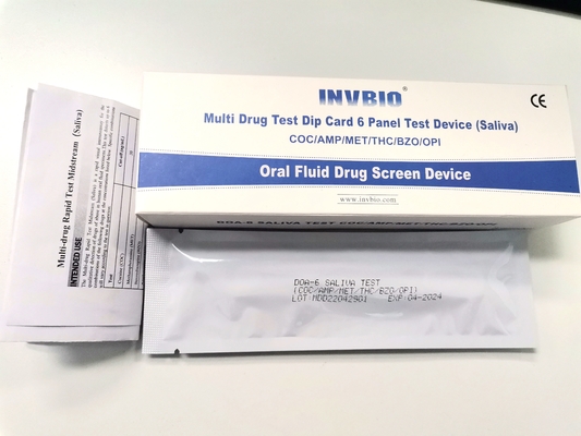 6 لوحة عن طريق الفم FDA طقم اختبار اللعاب المخدرات لاختبار التوظيف والتأمين