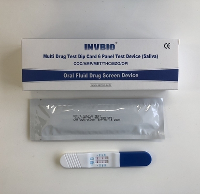 6 متعددة لوحة السائل الفموي FDA طقم اختبار تعاطي المخدرات AMP / MET / COC / OPI / THC / BZO