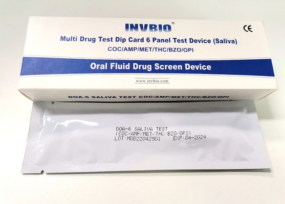 50ng / ml 6 لوحة طقم اختبار تعاطي المخدرات عن طريق الفم تأكيد اللعاب الممتاز