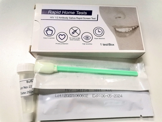 في المنزل Fsc Certification 1 + 2 Hiv Rapid Test Kits اللعاب بدون دم