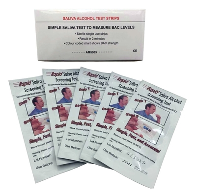 خطوة واحدة Alco Screen Saliva Alcohol Test Strips عالية الدقة تغليف OEM