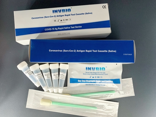 دقة INVBIO اختبار فيروس كورونا اللعاب Rtk 5pcs / Box الكشف النوعي