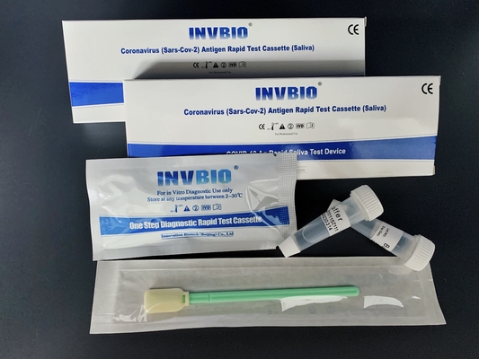 طقم الاختبار الذاتي SARS-CoV-2 لفيروس كورونا المستضد اللعابي 25 قطعة / صندوق